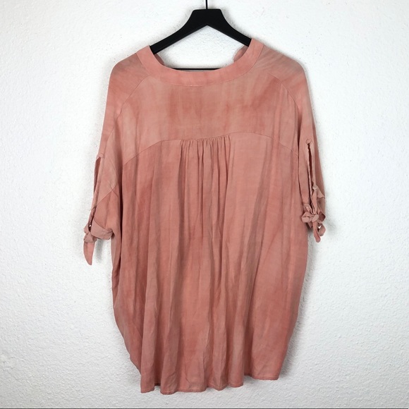 Hummingbird Tie Dye Peach Pink Top Knot High Low - Picture 5 of 5